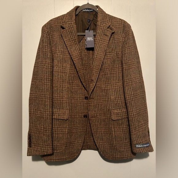 BNWT Polo Ralph Lauren Tweed Blazer Men’s Size 42 R with flip collar - Picture 1 of 10